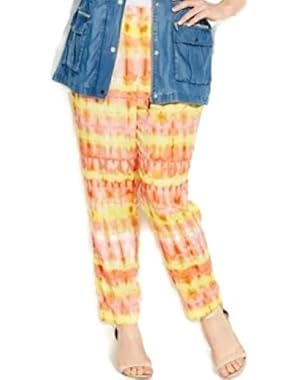 Calvin Klein Women's Plus Size Tie Dye Pants, Pink, 3X