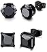 FIBO STTEL 4 Pairs Stainless Steel Stud Earrings for Men Women Cubic Zirconia Earrings,6MM