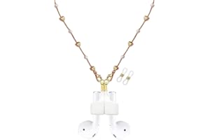 GENERIC Magnetic Anti-Lost Strap Holder Compatible with Airpods Pro 3 2 1, Leash Gold White Pearl Chain Necklace Gifts for Women Lady Girl Length: 27.5”