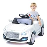 Costzon Ride On Car, 6V Battery Powered Vehicle, Manual/ 2.4G Parental Remote Control Modes Car w/Flashing Wheel Lights, Swing Function, 3 Speeds, Bluetooth, MP3, Music, Radio, Horn for Kids (White)