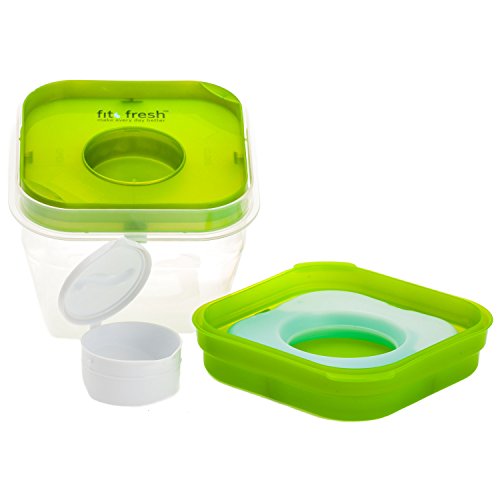 Fit & Fresh Salad Shaker Reusable Plastic Container with Dressing