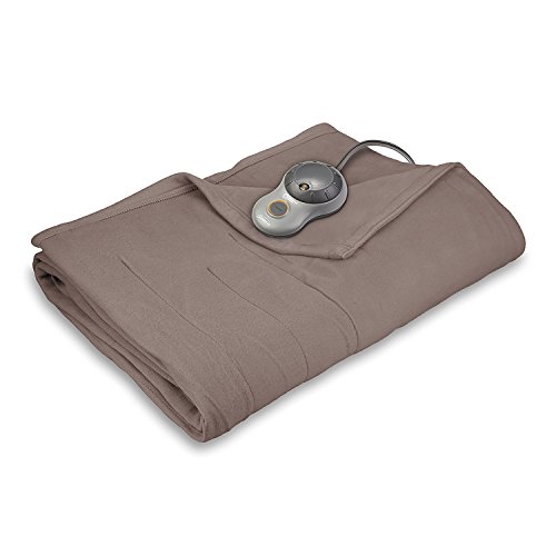 Sunbeam Quilted Fleece Electric Heated Blanket Full Size - Mushroom