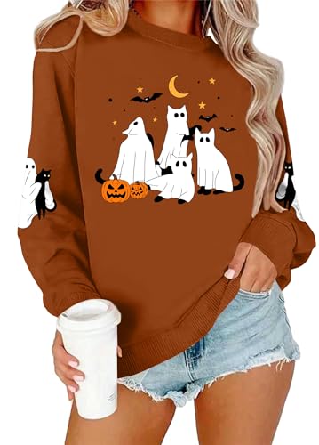 Ithalt Womens Halloween Sweatshirt Spooky Season