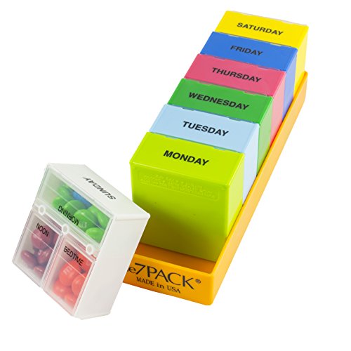Borinhalbich The 7Pack® 7 Day 3 Compartment Pill Organizer Deep Orange Tray (Made in the USA) - Thumbnail 2