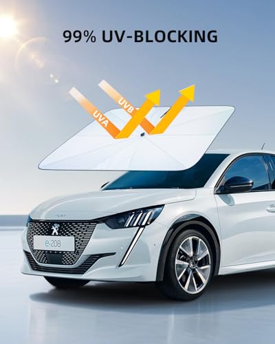 LANGBEAN [Enhanced] Sun Visor for Peugeot 208 E-208 2019-2026, Foldable Car Sun Shade Blocks UV Rays & Heat, Sun Protection Easy to Install & Fold