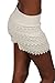Cotton Natural Women's Lace Crochet Shorts Beach Miniskirts (Xlarge, Beige)