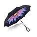 Elover 32in X 8 Panels Double Layer Inverted Umbrella, B - Purple Daisy