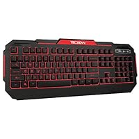 TEC.Bean 7 Colors Adjustable LED Backlit Gaming Keyboard 104 Keys USB Wired for Windows PC