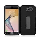 Aimo Wireless For Samsung Galaxy J7(2017)/Galaxy J7 V/J7 Sky Pro/J7 Perx Moniker/J727 3 in 1 w/Stand Black Skin+Black Cover