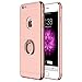 RANVOO [Clip-ON] iPhone 6s Plus/6 Plus Case, 3-Piece Ultra Slim Hard Case with Kickstand Ring (Rose Gold)