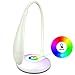 Color LED Desk Lamp, Rixow Wireless Eye-Protection Reading Lamp, Touch Control, 3 Level Brightness Adjustable, 256 Colors Changing, USB 5V/0.5A Charging Port, Rechargeable 1000mAh Li-on Battery, White