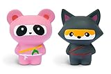 OTITANO squishies jumbo slow rising stress relief toys - Kawaii Soft Animal fox and panda squishy pack of 2 - cute colored and scented Toys for kids and adults