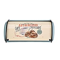 Ktyssp Metal Bread Box with Roll Top Lid Kitchen Storage Containers Home Kitchen Gifts Bread Storage (Blue)