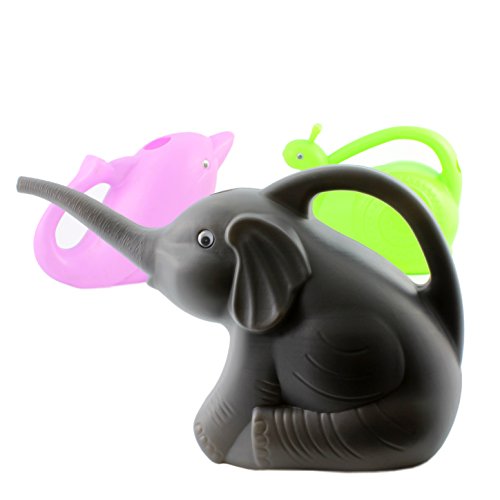 Elephant Watering Can w/ Real Eyes, Grey with Googly Eyes, Fully