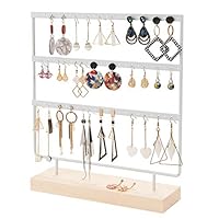 QILICHZ Earring Stand 3-Tier Earring Holder Ear Stud Holder Decorative Jewelry Holder Display Rack Jewelry Stand Display with Wooden Tray/Dish for Earrings Necklace Bracelet Rings