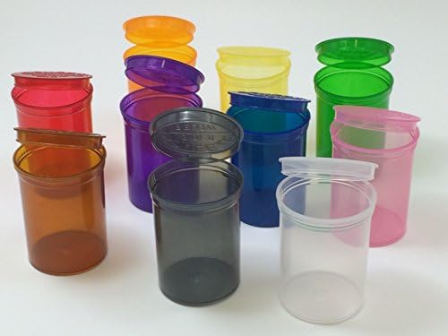 (10) Cute Containers Squeezies Squeeze Top Cap Plastic Prescription RX Vials - 30 DRAM RX Medicine Containers in Different Colors Transparent Green, Red, Blue, Pink, Clear, Charcoal, Yellow, Orange, Umber, Purple (30 Dram) (Mixed)
