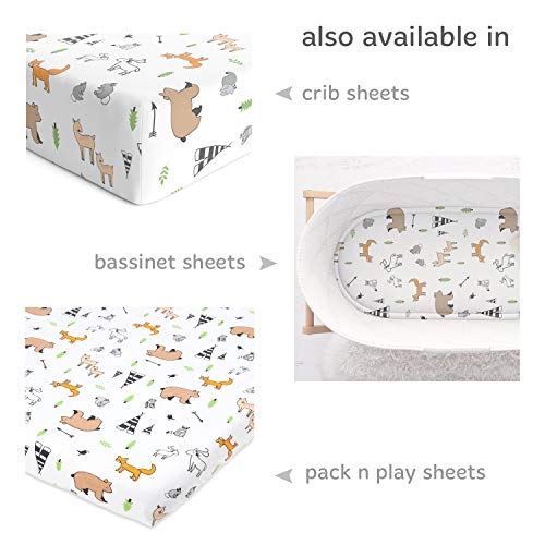 Cuddly Cubs Diaper Changing Table Pad Cover for Baby Girl or Boy | Soft & Breathable 100% Jersey Cotton | Adorable Unisex Woodland Pattern & Fitted Cradle Sheet - Thumbnail 3