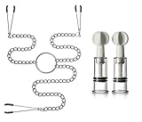 Nipplesuckers Set Nipple Correction Cups Twist Suction Nipple Cupping Enhancer Breast Enlarger with Nipple Clips Metal Chains Nipple Clamps Set