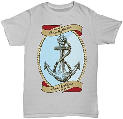Smartlife Creations - Peace by the Sea - Sail Away Shirt - Unisex Tee (4XL, Grey)