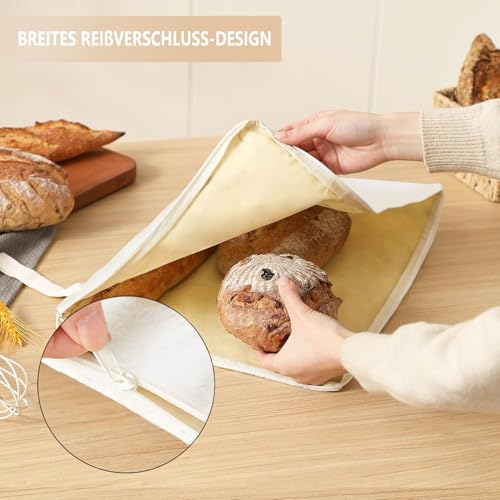 Bread Bags, Pack of 2 43.2 x 33 Reusable Beeswax Bread Bags, which can be used for Bread, Fruit and Vegetables and Others, Food Storage Bags to Stay Fresh