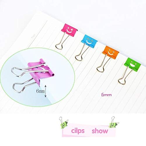 Transer 10 Pcs Cute Smile Metal Binder Clip Album Bills Paper Files Clips Stationary Office (Random Color, 10) - Thumbnail 5