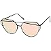 zeroUV Oversize Metal Frame Thin Temple Color Mirror Flat Lens Aviator Sunglasses 62mm (Black/Pink Mirror)