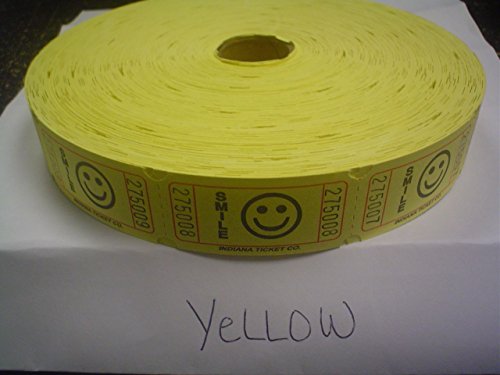Yellow Smile Roll of 2000 Tickets Smiley Face Smile 8 Colors Raffle Fun Fair Carnival New