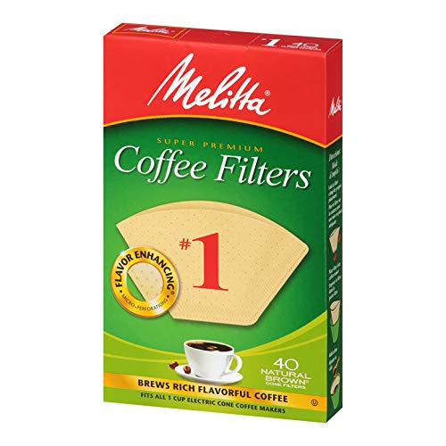 Melitta 1 Cone Coffee Filters, Natural Brown, 40 Count (Pack of 12