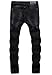 ZLZ Black Biker Jeans for Men Slim Fit, Men's Comfy Stretch Ripped Distressed Biker Jeans Pants Rock, Designer Jeans, Size 40