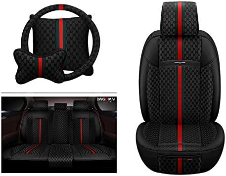 HRFHLHY Leather and linen car seat covers/Compatible with Honda models: ACCORD,CITY,FIT,Crosstour,SPIRIOR,CIVIC,CR V,XR V,VEZEL,Black,CIVIC
