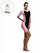 BELLOO Swimsuit for Women One Piece Short-sleeve surfing suit Sun Protection(Light Pink,Medium)