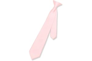 Vesuvio Napoli Boy's CLIP-ON NeckTie Solid PINK Color Youth Neck Tie