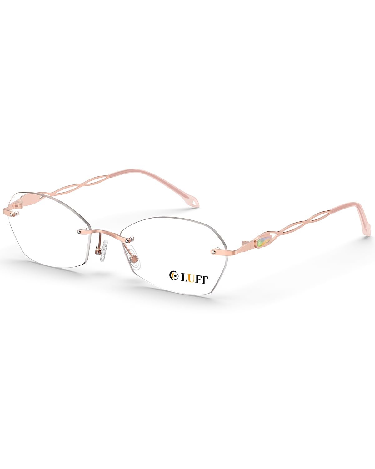 LUFF Rimless Reading Glasses for women men Blue light blocking lightweight metal classic computer readers Anti Eyestrain