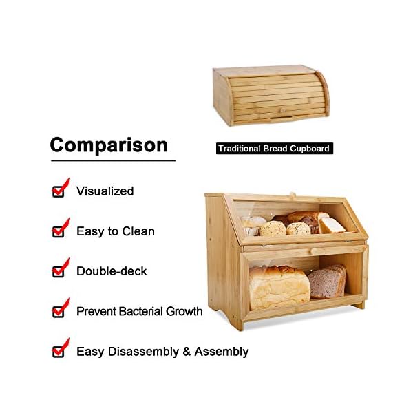 Leader-Accessories-Double-Decker-Bamboo-Bread-Bin-2-Layer-Bread-Box-for-Kitchen-Large-Capacity-Food-Bread-Storage-Retro-39x25x32cm Leader Accessories Double Decker Bamboo Bread Bin 2-Layer Bread Box for Kitchen Large Capacity Food Bread Storage Retro…