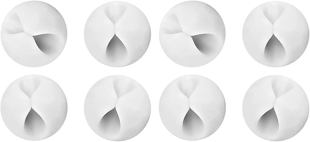fiXte White Self Adhesive Cable Tidy Clips 15mm Pack of 8 Desk Organiser