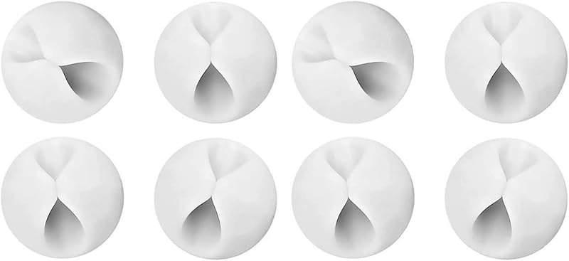 fiXte White Self Adhesive Cable Tidy Clips 15mm Pack of 8 Desk Organiser