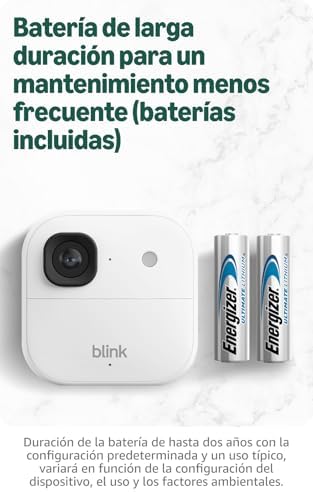 Cámara exterior 2K+ Blink (última generación) — cámara de seguridad inteligente inalámbrica, resolución de vídeo 2K, módulo de sincronización básico Incluido: sistema de 4 cámaras, Blanco