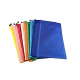 Chris-Wang 10Pcs Waterproof Double Layer Zippered Mesh Office File Organizer/Document Holder/Paper Pouch/Pen Pencil Case/Stationery Storage Bags (A4 Size, Random Color)
