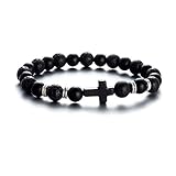 Softones 8mm Beads Cross Bracelet for Women Men