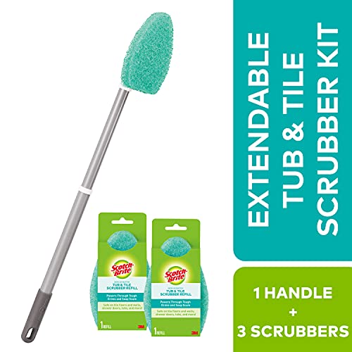 ScotchBrite Extendable Tub & Tile Scrubber Kit, Includes 1 Handle and