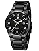 Wwoor Men's Watches Big Dial Auto Date Black Stainless Steel Strap Quartz Wrist Watch 8830 Black