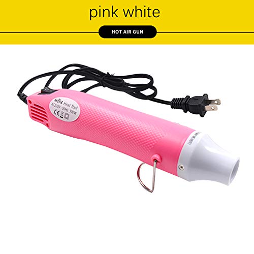 mofa emboss Heat Gun, Hot Air Gun Tools Shrink Gun with Stand For DIY Embossing And Drying Paint Multi-Purpose Electric Heating Nozzle 300W 110V (Pink,White)