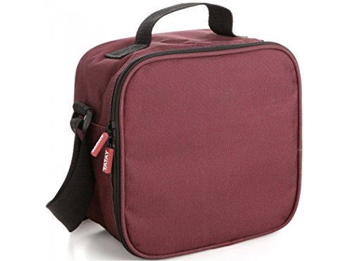 Bolsa Termica Porta Alimentos Impermeable - Urban Food Casual 3L | 4 Fiambreras: 2x0,5L + 2x0,2L | Triple Capa Aislante | Cuerpo Semirrígido | Bolsillo Interior | 22,5x10x22cm, Burdeos
