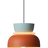 Qufute Mid Century Modern Ceiling Pendant Light, Orange Navy 2 Colors Barn Macaron Shade, Aluminum Nordic Modern Pendant Ligh