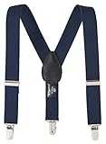 Sportoli Kids Baby Adjustable Elastic Solid, Striped, and Polka Dot Suspenders - Navy (26 Inch)