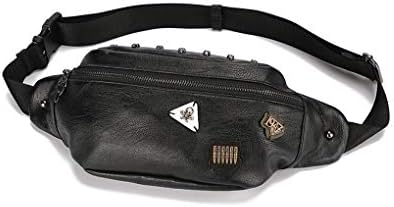 HAOLIEQUAN Waist Bag End Pu Leather Men'S Belt Bags Travel Handy Fanny Pack Male Tide Skull Rivet Waist Packs