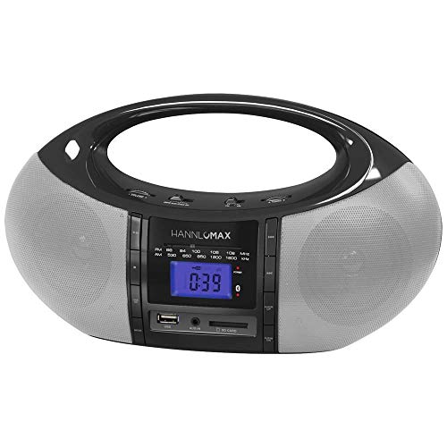 HANNLOMAX HX-506R Portable AM/FM Radio, Bluetooth, USB/SD Slot for MP3 Playback, Aux-in, AC/DC Dual Power Source (Black)