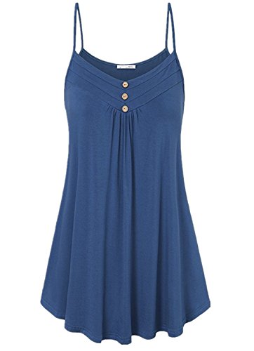Womens V Neck Flowy Tunic Tank Tops Sleeveless Camisole Plain Shirts Cami Blouse