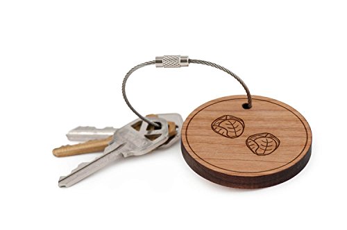 Brussel Sprouts Keychain, Wood Twist Cable Keychain - Small - Thumbnail 3