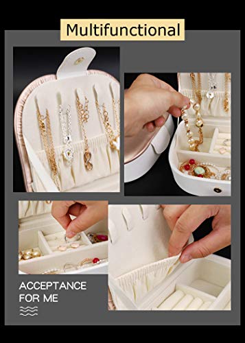 aeepd Jewellery Box Organizer Travel PU Leather Portable Storage Case for Rings, Earring, Necklaces- Great Gift for Girl Women